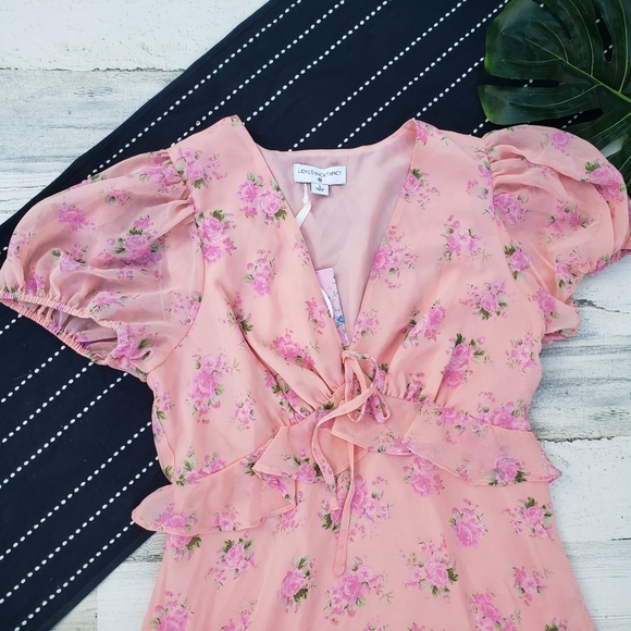 Loveshackfancy x Target| Fleur Dress Midi Ruffle Tiered Pink Floral NWT Size 8 - Picture 6 of 9